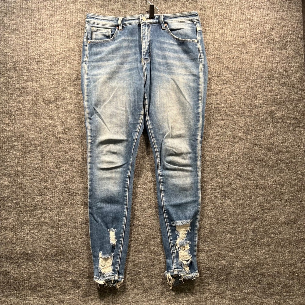 BKE Denim Distressed Skinny Jeans Blue Medium Wash Mens Size 32x27 Stretch